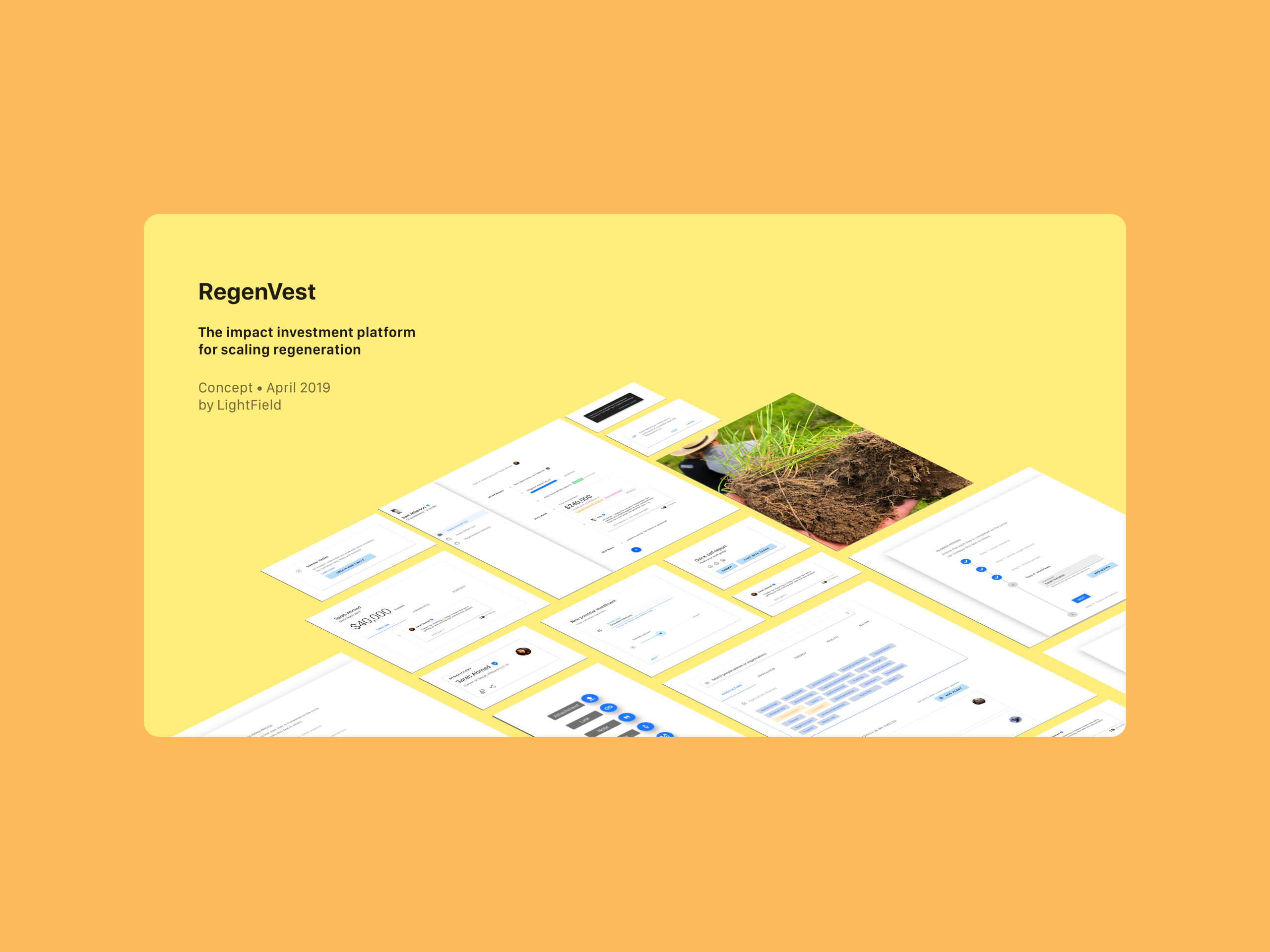 In 2019 I led the design of our first product concept, RegenVest, which we have used to guide early stakeholder and market research conversations.