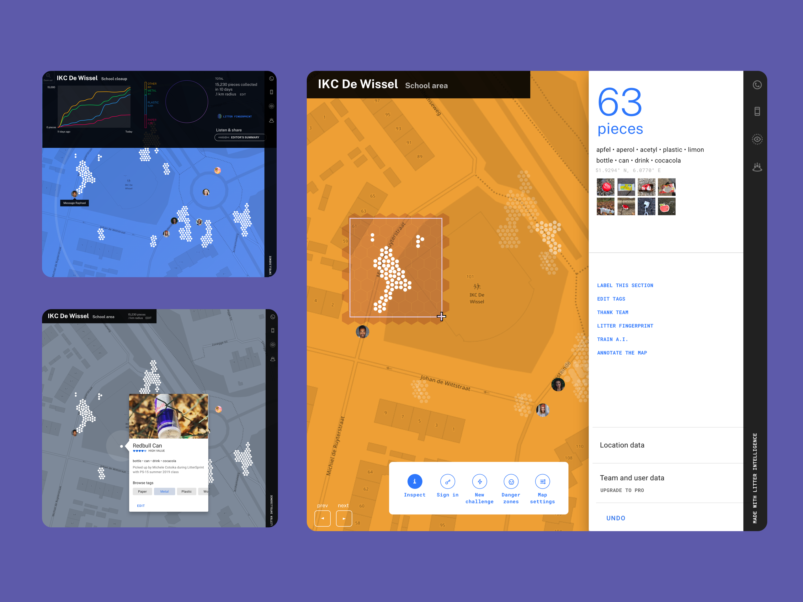 Exploratory design concepts: What is the future of an operational dashboard for civic actors? This 2019 concept emphasizes spatial collections of activity.
