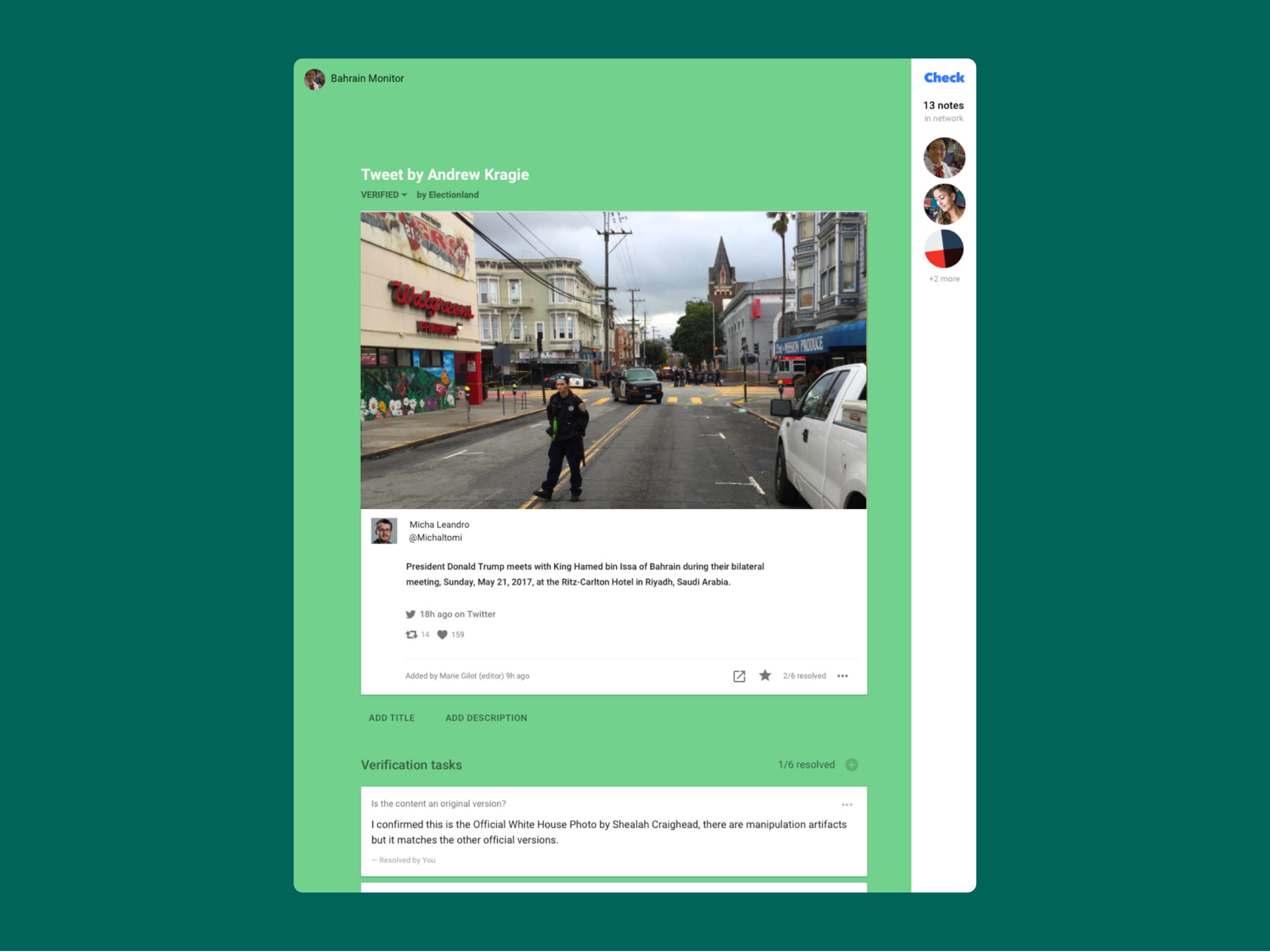 Shown: the design for the media detail page, where investigative work is performed.