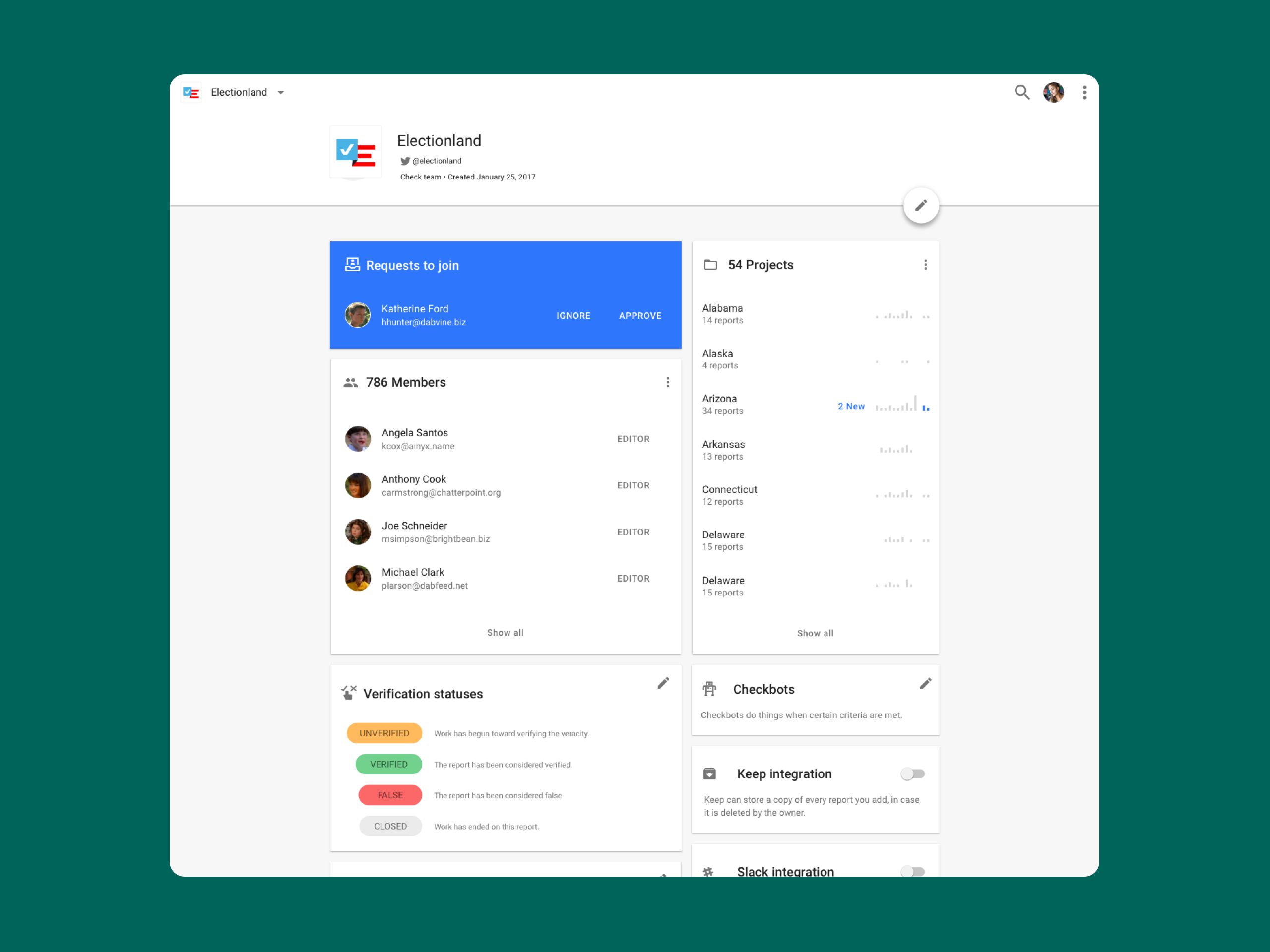 Shown: Check helps manage hundreds of users collaborating in dozens of verification projects.
